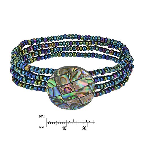 AeraVida Vibrantly Colored Abalone Shell Mosaic and Bead Multi-strand Bracelet | Mosaic Glass Bead Bracelet | Abalone Shell Bracelet for Women | Beaded Handmade Bracelet4