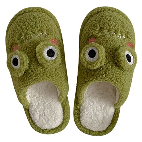 Jfxgjuv Fluffy Frog Slides Cartoon Slippers for Women Soft Sandals Cute Plush House Slippers Indoor Outdoor
