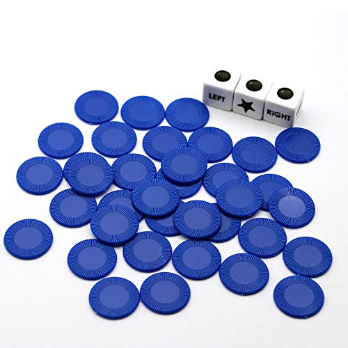 Annietfr Left Right Center Dice Game Set with 3 Dices + 36 Chips (Blue) - Image 3