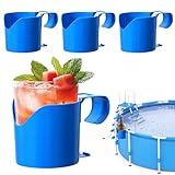 YKCNNBB 4 Stück Pool Getränkehalter,Getränkehalter Poolrand aus Kunststoff,Poolside Cup Holder,Platzierbare Getränke, Handys, Kleine Gegenstände (Blau)