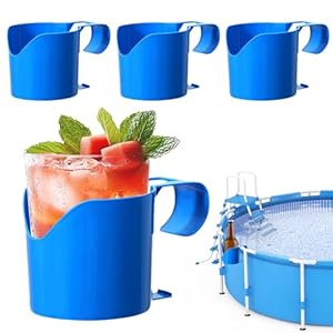 YKCNNBB 4 Stück Pool Getränkehalter ，Multifunktionaler Pool Zubehör， Poolrand Getränkehalter aus Kunststoff, Handy & Dosen | Multifunktionaler Poolside Cup Holder（Blaue）