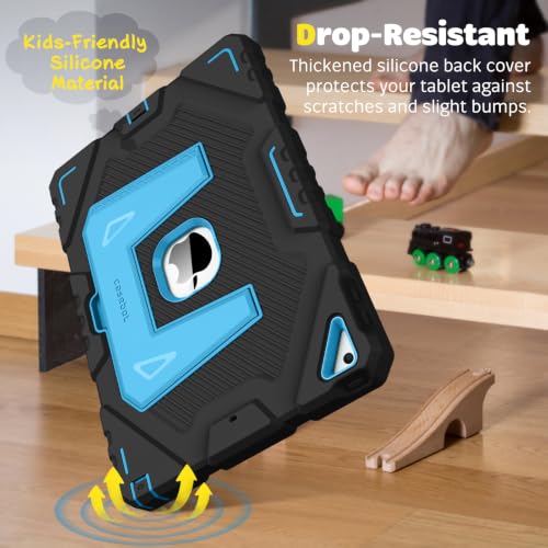 Image of Fintie Kid-Friendly Case for iPad 9th / 8th / 7th Generation 10.2 Inch | Fully-Body Rugged Heavy Duty Shockproof Cover, Portrait & Landscape Viewing, Built-in Kickstand, for Girls /Boys, Black /Blue
