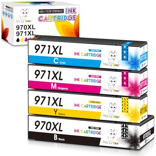 Image of Miss Deer 970XL 971XL Ink Cartridges High Yield, Compatible Replacement Ink for HP 970 971 970XL 971XL Work for Officejet Pro X476dw X576dw X451dw X551dw X451dn X476dn Printer,4 Pack