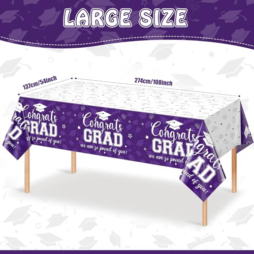 Nappe de fête de diplôme rectangulaire 137x274cm jetable violette pour diplômés