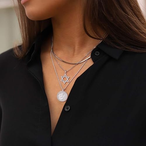 Miniatura 4 de Magen - Collar con colgante de estrella de David para mujer y hombre, cadena de plata de ley 925, joyería judía religiosa, longitud 18 pulgadas,