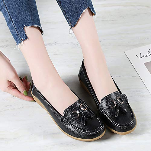 Image of Shoes Loafers for Women Classic Leather Loafers Casual Slip-On Boat Shoes ComfortWalking Moccasins Soft Sole Shoes