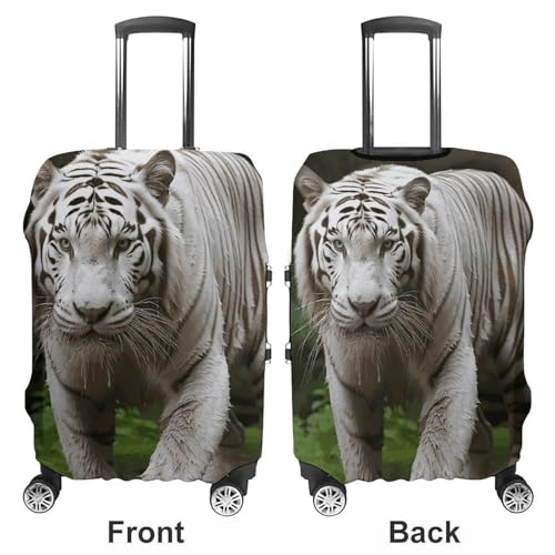 Majestic White Bengal Tiger Printed Luggage Cover Protector, Fits 18-32 Inch Luggage3