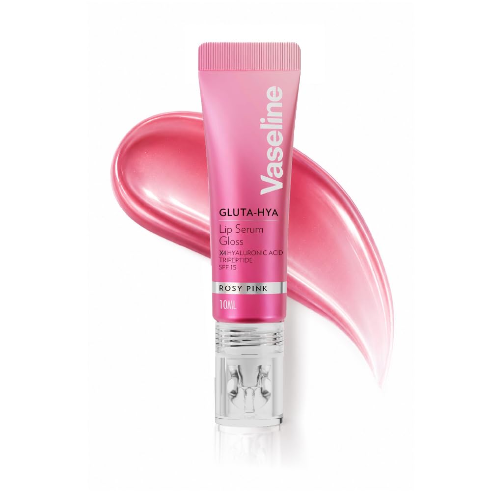 Vaseline Gluta-Hya Rosy Pink Lip Gloss, Serum Lip Care with Hyaluronic Acid and GlutaGlow Technology, Tints, Plumps and Protects with SPF15 for Plumper Lips | 10 ml-image-31