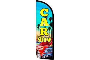 Car Show Premium Windless Stay-Open Feather Swooper Flag Banner Kit