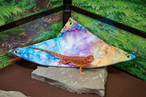 Mini-Hammock for Bearded Dragons, Watercolor Flowers Fabric with Suction Cup Hooks