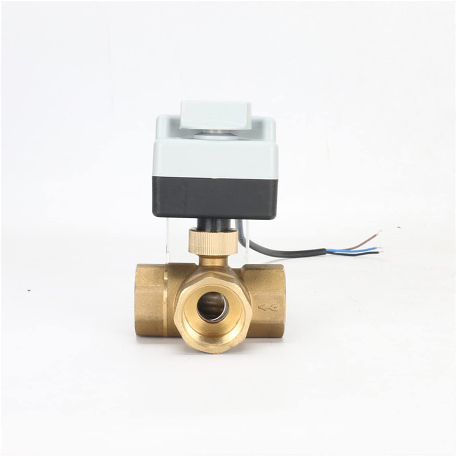 Válvula de bola, válvula de bola motorizada de latón de 3 vías AC220 DN15 G1/2 a DN40 G1-1/2 de 3 cables/motor de actuador eléctrico con función de interruptor manual (tamaño: DN25) ( Size : DN32 )