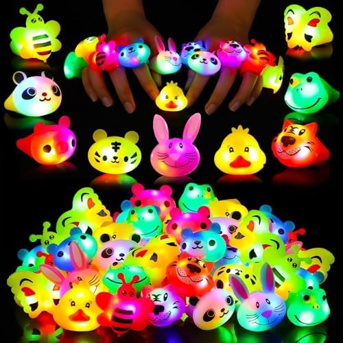 SCIONE 40 Pcs LED Light Up Rings Flashing Party Bag Fillers for Kids ...