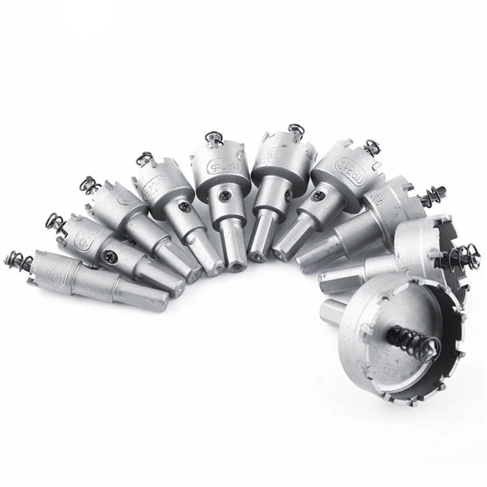 Juego de 10 brocas HSS con punta de carburo, juego de sierra perforadora, aleación de metal de acero inoxidable, 16/18/20/22/25/26/28/30/40/50 mm, metalurgia, 16,50 mm