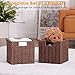 Vagusicc Wicker Storage Basket, Set of 2 Hand-Woven Storage Baskets for Shelves, Foldable Cube Storage Baskets Bins with Handles, 9 inch Small Wicker Baskets for Organizing Pantry Bedroom, Brown