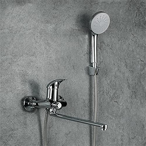 Grifo de bañera cromado con cascada elegante y ducha de mano 3