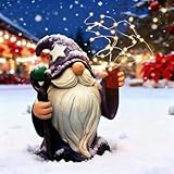 Joint Honglin Resin Gnome Statue Outdoor Decor Waterproof Firework Solar LED Lights Gnomes Garden Sculpture Decorations for Outside Lawn Patio Yard Ornament Gifts (Gnome)
