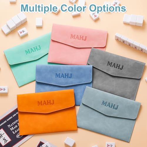 PU Leather Mahjong Card Holder, Magnetic Snap Closure, Fits Standard Mahjong Tile Cards & Accessories, Portable Travel Card Organizer for Game Night, Great Mahjong Gift for Women and Men (Gray Blue) - image 7