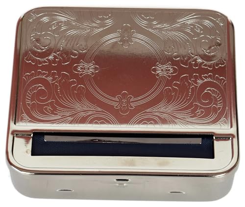 Machine à Rouler Les Cigarettes - Automatique - Métal Chromé avec Compartiment de Stockage Tabac - Élégant et Solide, Idéale pour Fumeurs ou Fumeuses,...