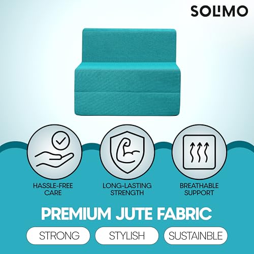 Image of Amazon Brand - Solimo 1 Seater 3 * 6 Jute Fabric Washable Cover Sofa Cum Bed 1 Seater Double Foam Fold Out Sofa Cum Bed (Finish Color - Sky Blue Delivery Condition - Pre-Assembled)
