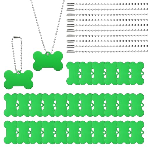 Médaille chien os en aluminium PATIKIL vert avec finition haute résistance