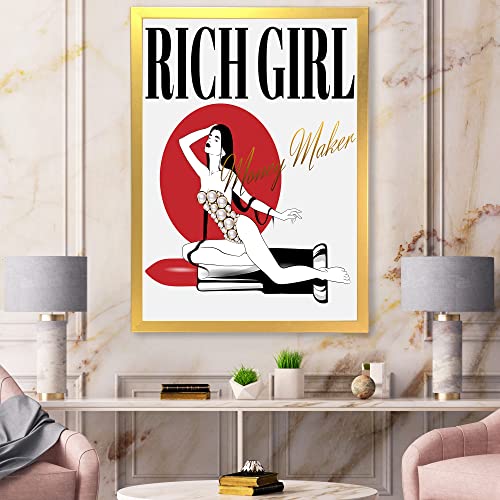 Image of DesignQ Girl In Swimsuit With Pomade Vintage Framed Wall Art
