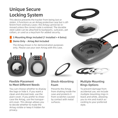 UP Security Combination Lock AirTag Holder, Compatible with Apple AirTag Case, Air Tag Holder for Luggage, Backpack, Suitcase, Locker, Travel Safe Air Tagholder, Anti-Theft Cable Lock GPS Tracker Case by UP Security - Image 2
