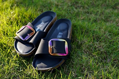 Image of Project Cloud 100% Genuine Leather Sandals Women Dressy Beach Essentials Slides for Women Footwear - Lightweight with Memory Foam Insole Sandals for Women 2026 - Womens Slides