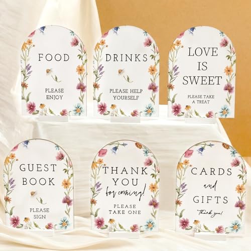 Image of Vercraft 6 Pcs Wildflower Wedding Wood Table Decorations