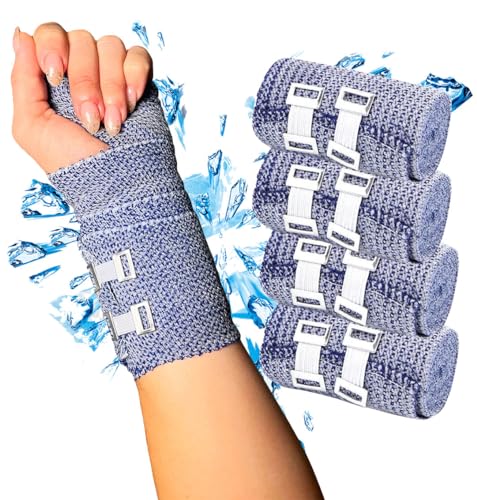 Endure Ice Bandage, Cold Compression Wraps, for Pain Relief, Strains, Bruises,Instant Cooling, Muscle Recovery and Swelling (3 inches x 3.6 m, 4 Pack)