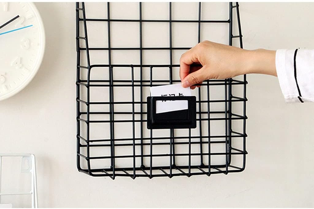 Mail Organizer Wire Basket Wall Mounted File Holder Hanging Document Foyer Storage Shelf Mail Organizer Wire Basket, Black