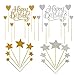 BluVast Deco Gateau Anniversaire,42 Pièces Happy Birthday Gâteau Toppers , doré Argent étoile Décorations de Cupcakes Motif Toppers Picks Fournitures pour Décoration de Fête d'anniversaire