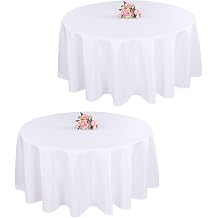 White Round Table Cloths 90 Inch White Polyester Table Cloths 2 Packs Wrinkle Resistant and Washable Tablecloth Polyester Fabric Table Cloth Round Cover for Party Wedding Banquet