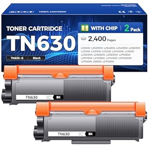 TN630 – Cartucho de tóner negro, paquete de 2 unidades, compatible con Brother TN-630 TN660 TN-660 HL-L2380DW HL-L2320D HL-L2340DW DCP-L2540DW MFC-L2700DW MFC-L2720DW HL-L2300D HL-L23 60DW MFC-L2740DW