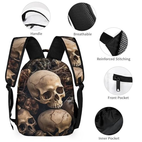 Some Skull Shapes Backpack Set 3 Piece, Durable Backpack Insulated Lunch Bag Portable Pencil Case for Men Women3
