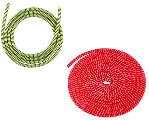 Image of EMPOISON Spiral Cable Protector, Data Cable Protective Sleeve, Headphone Saver, Charger Protective Cover, Wire Repair /Strain Relief Cable Wrap Tube for USB, HDMI, Ethernet (Red+Green, 1.5m)
