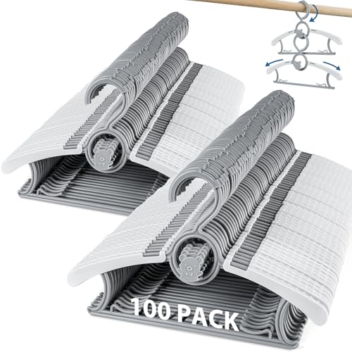 PIGLOG Lot de 100 cintres Extensibles et réglables pour Enfants, 28 à 35,6 cm, cintres en Plastique antidérapant pour bébés, Enfants, Nourrissons, cintres empilables pour Placard, Ours Gris