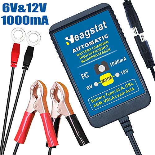 Heagstat Trickle Battery Charger 6V 12V 1000mA Automatic Smart Battery Maintainer for Auto