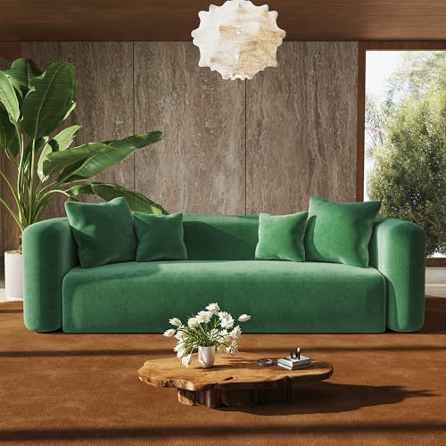 95" Modern Curved Back Sofa Couches for Living Room, Oversized 3 Seat,Green