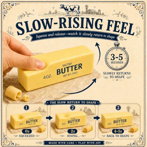 Image of 4PCS Butter Squishy - Slow Rising Butter Squishy Toy, Realistic Food Fidget Toys for Adults, Soft PU Material, Sensory Anxiety Relief & Focus Aid, Portable 5.5 Inch Squishy Butter for Office & Home