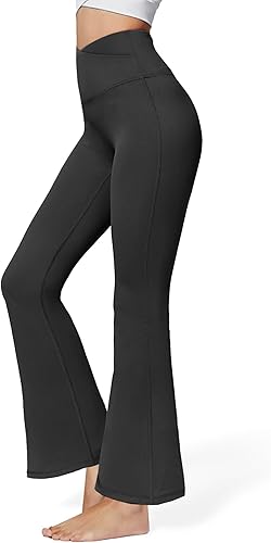 QGGQDD Leggings negros acampanados para mujer, pantalones de yoga cruzados, leggings de cintura alta con corte de bota