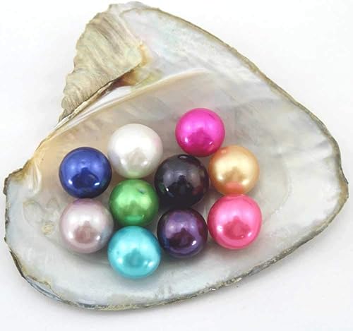 Miniatura 4 de 15 perlas de agua dulce cultivadas con diseño de ostras redondas de deseo, varios colores brillantes y significativos, ostras con perlas en el