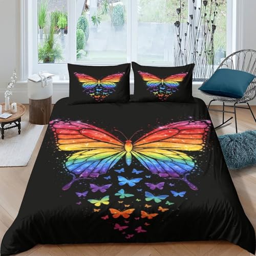 Parure de Lit Papillon Arc-en-Ciel 3D pour Créer un Cocon Douillet dans une Chambre d'Ado - 4