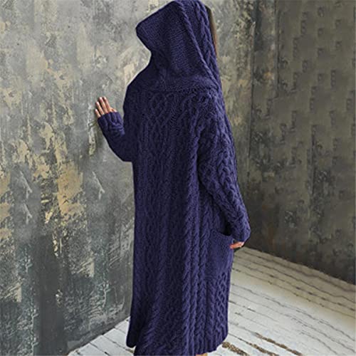 Casaco feminino de lã de ovelha com botão de lã de ovelha, quente, de tricô, casaco longo e solto, à