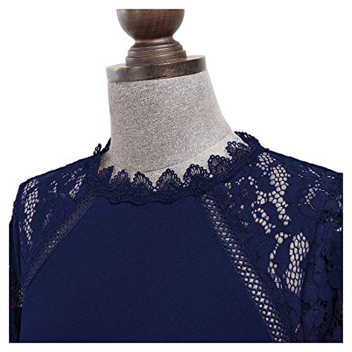 Missmay Women's Retro Floral Lace Short Sleeve Cocktail Party Swing A-Line Dress (Small, Navy Blue) #TOP7