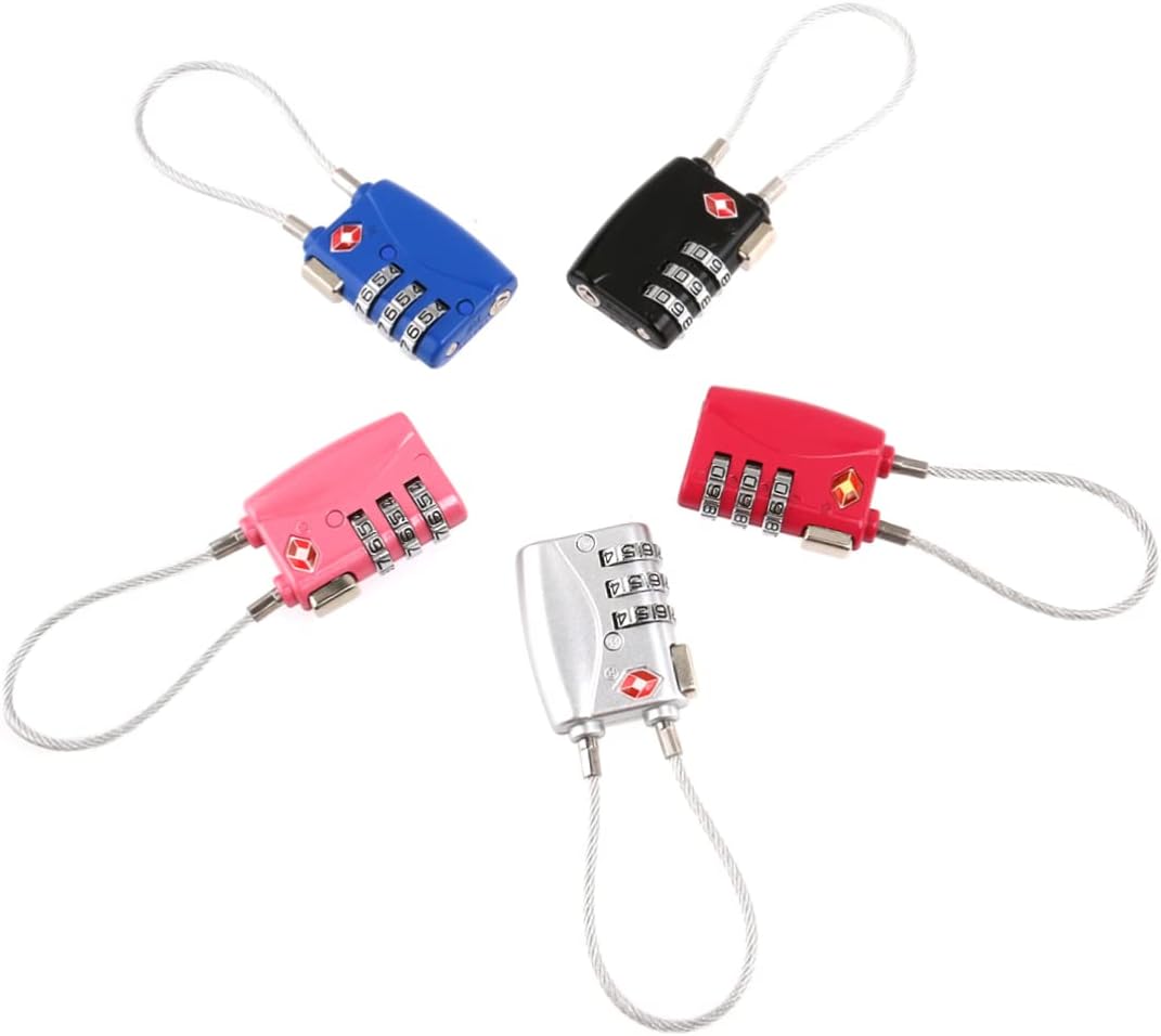 Balacoo TSA Approved Combination Cable Luggage Lock Pink Zinc Alloy Portable Password Padlock for Suitcase Resettable Code Security Lock for Travel Bags