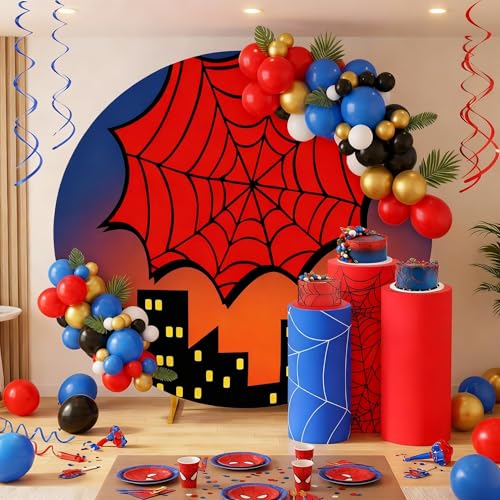 Mindsoft 4 pack Spiderweb Backdrop and Spandex Cylinder Stand Covers