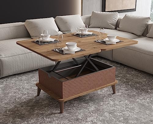 Stone-Lift Top Coffee Table Extendable Convertible Design Up to 6 ...