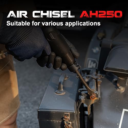 UW-AH250 Kit de martelo de ar de barril longo com retentor de troca rápida e 4 cinzéis, curso de 8,5
