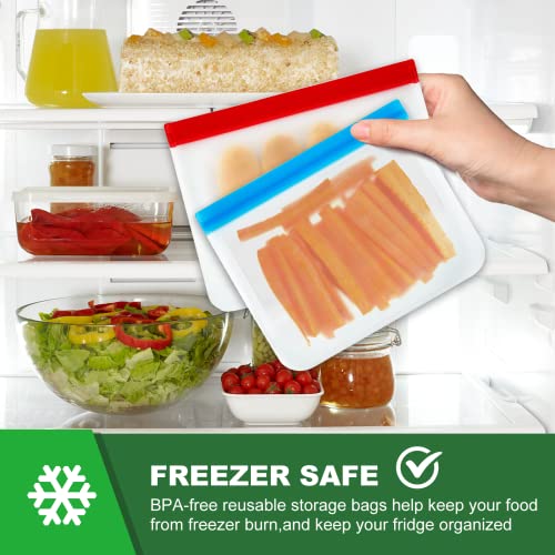 14 Pack Reusable Ziplock Bags Silicone Bags, 2 Large Food Storage Bags 2 Gallon Freezer Bags 4 Sandwich Bags Zip Lock 6 Snack Bags For Kids, Lunch Home Kitchen Fridge Organization Meal Prep Containers #TOP2