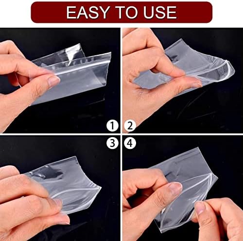 100 Grip Seal Bags Resealable Zip Poly Bags 6 X 9cm Small Plastic Bags, Clear Reusable Lock Zipper Bags for Beads Jewelry Snacks Seeds Coins